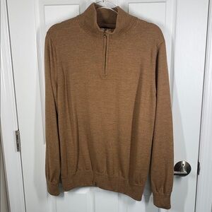 J Crew brown 1/4 zip merino wool sweater size XL